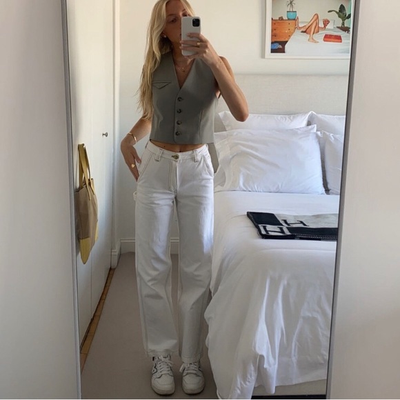 TNA Greenwich pant 8 28L off wht w contrast stitch - Picture 2 of 3